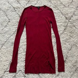 NWOT COS Slim Fit Long Sleeve Mesh Top Burgundy